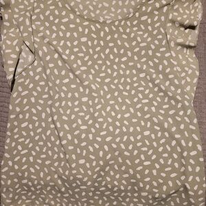 Olive Green Dot Ruffle Sleeve Short-Sleeve Top